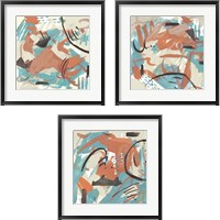 Framed 'Abstract Composition 3 Piece Framed Art Print Set' border=