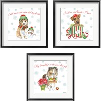 Framed 'Holiday Paws 3 Piece Framed Art Print Set' border=