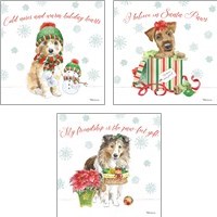 Framed 'Holiday Paws 3 Piece Art Print Set' border=