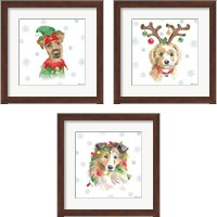 Framed 'Holiday Paws 3 Piece Framed Art Print Set' border=