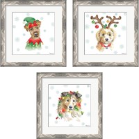Framed 'Holiday Paws 3 Piece Framed Art Print Set' border=