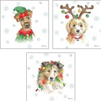 Framed Holiday Paws 3 Piece Art Print Set