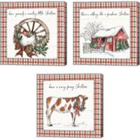 Framed 'Holiday on the Farm 3 Piece Canvas Print Set' border=