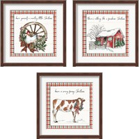 Framed 'Holiday on the Farm 3 Piece Framed Art Print Set' border=