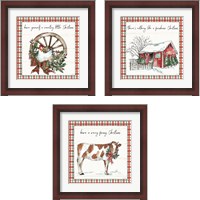 Framed 'Holiday on the Farm 3 Piece Framed Art Print Set' border=