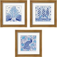 Framed 'Peacock Garden 3 Piece Framed Art Print Set' border=