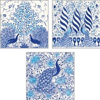 Framed 'Peacock Garden 3 Piece Art Print Set' border=
