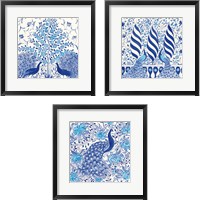 Framed 'Peacock Garden 3 Piece Framed Art Print Set' border=