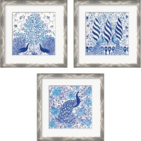 Framed 'Peacock Garden 3 Piece Framed Art Print Set' border=