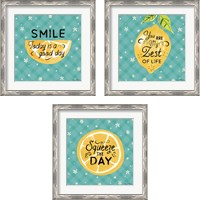 Framed 'Mellow Yellow Turquoise 3 Piece Framed Art Print Set' border=