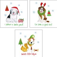 Framed 'Christmas Critters 3 Piece Art Print Set' border=