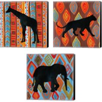 Framed 'African Animal 3 Piece Canvas Print Set' border=