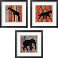 Framed 'African Animal 3 Piece Framed Art Print Set' border=