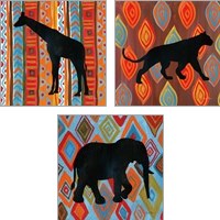 Framed African Animal 3 Piece Art Print Set