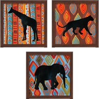 Framed 'African Animal 3 Piece Framed Art Print Set' border=