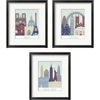 Framed European Skyline 3 Piece Framed Art Print Set
