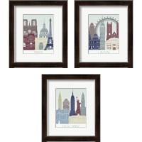 Framed 'European Skyline 3 Piece Framed Art Print Set' border=