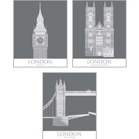 Framed 'London Landmark 3 Piece Art Print Set' border=