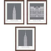 Framed 'New York Landmark 3 Piece Framed Art Print Set' border=