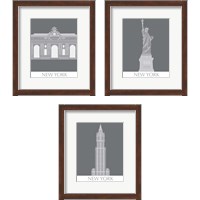 Framed 'New York Landmark 3 Piece Framed Art Print Set' border=