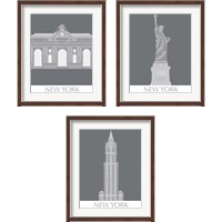Framed 'New York Landmark 3 Piece Framed Art Print Set' border=