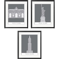 Framed 'New York Landmark 3 Piece Framed Art Print Set' border=