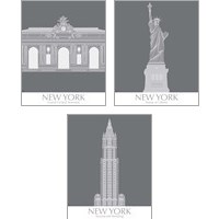 Framed New York Landmark 3 Piece Art Print Set