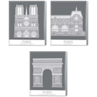 Framed Paris Landmark 3 Piece Canvas Print Set