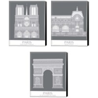 Framed 'Paris Landmark 3 Piece Canvas Print Set' border=