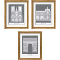 Framed 'Paris Landmark 3 Piece Framed Art Print Set' border=