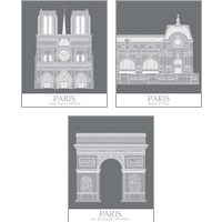 Framed 'Paris Landmark 3 Piece Art Print Set' border=