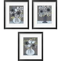 Framed 'Happy Garden Flowers 3 Piece Framed Art Print Set' border=