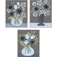 Framed Happy Garden Flowers 3 Piece Art Print Set