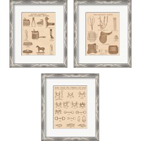 Framed 'Equine Riding Gear 3 Piece Framed Art Print Set' border=