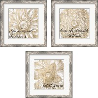 Framed Metallic Floral Quote 3 Piece Framed Art Print Set