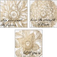 Framed Metallic Floral Quote 3 Piece Art Print Set