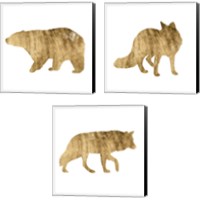 Framed Brushed Gold Animals 3 Piece Canvas Print Set