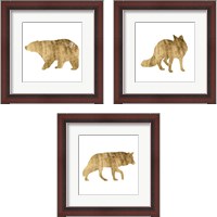Framed 'Brushed Gold Animals 3 Piece Framed Art Print Set' border=