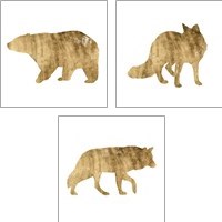 Framed 'Brushed Gold Animals 3 Piece Art Print Set' border=