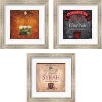 Framed 'Still Life Wine Label 3 Piece Framed Art Print Set' border=