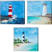 Framed 'Lighthouses 3 Piece Canvas Print Set' border=
