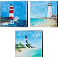 Framed 'Lighthouses 3 Piece Canvas Print Set' border=