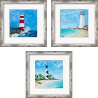 Framed 'Lighthouses 3 Piece Framed Art Print Set' border=