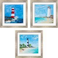 Framed 'Lighthouses 3 Piece Framed Art Print Set' border=