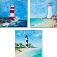 Framed 'Lighthouses 3 Piece Art Print Set' border=
