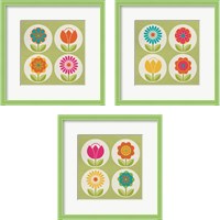Framed 'Groovy Blooms 3 Piece Framed Art Print Set' border=