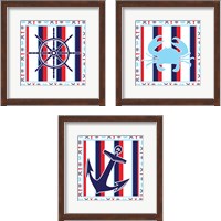 Framed 'Ahoy 3 Piece Framed Art Print Set' border=