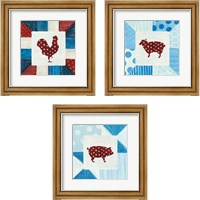 Framed Modern Americana Farm Quilt  3 Piece Framed Art Print Set