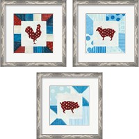Framed Modern Americana Farm Quilt  3 Piece Framed Art Print Set