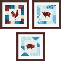 Framed Modern Americana Farm Quilt  3 Piece Framed Art Print Set